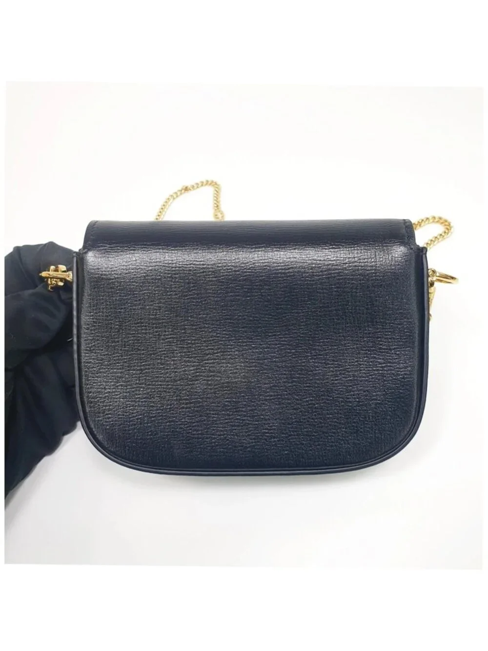 Authentic Gucci Horsebit 1955 Mini Chain Crossbody Black Leather